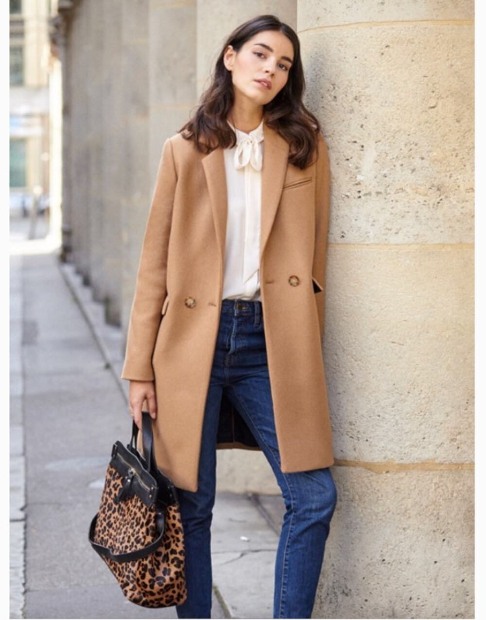SEZANE Joe Wool Overcoat Coat Tan Camel Sz 36/US 4 $390